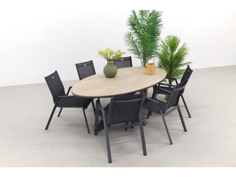 Hartman Napoli stapelbaar/GI Edison 220x115 cm. - ovale tuinset