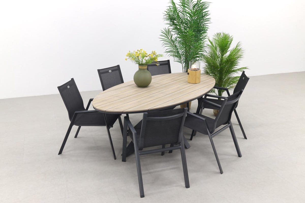 hartman napoli stapelbaar/gi edison 220×115 cm. ovale tuinset