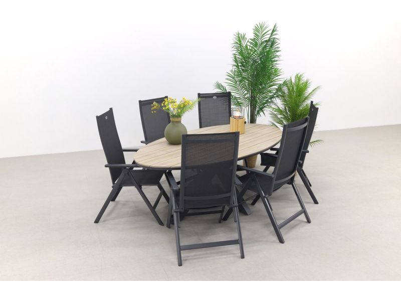 Hartman Napoli verstelbaar/GI Edison 220x115 cm. - ovale tuinset