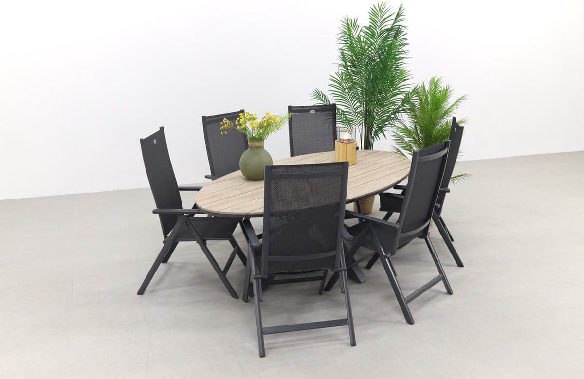 hartman napoli verstelbaar/gi edison 220×115 cm. ovale tuinset