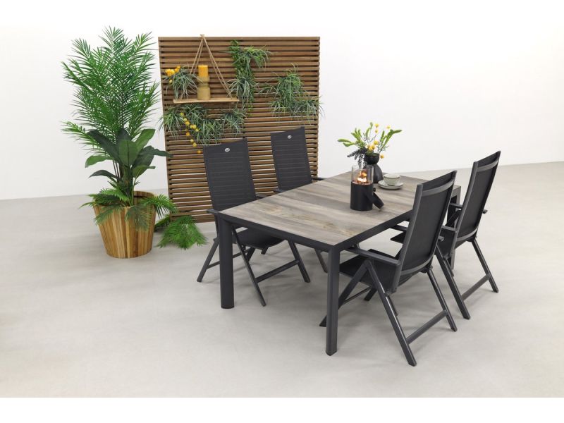 Hartman Napoli/Kings 4-persoons verstelbare tuinset 180x100 cm. - Antraciet