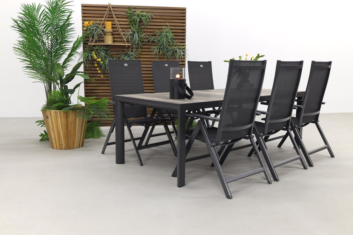 hartman napoli/kings verstelbare tuinset antraciet 220×100 cm. keramiek