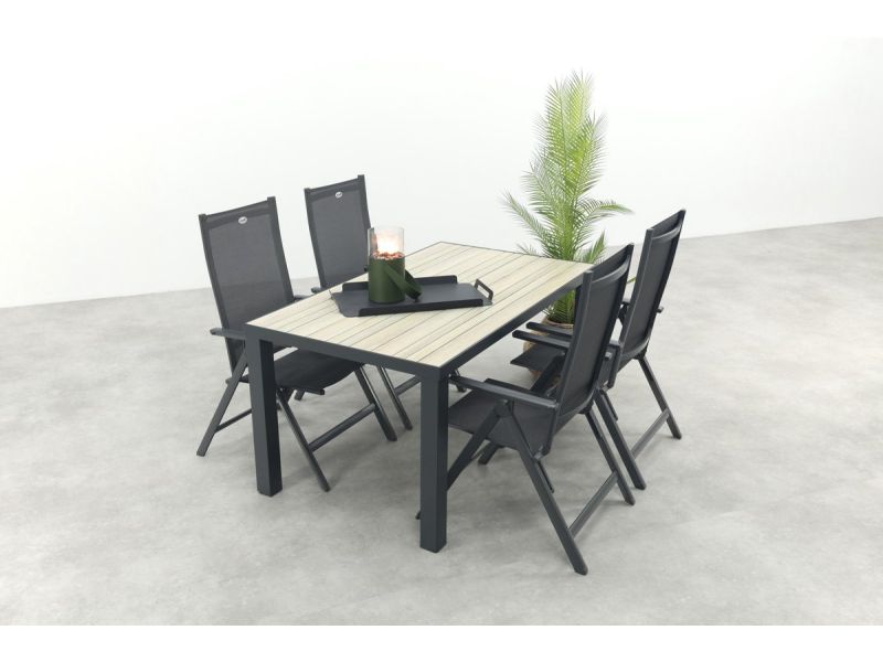 Hartman Napoli/Nola verstelbare tuinset 160x90 cm. - Antraciet/Houtlook