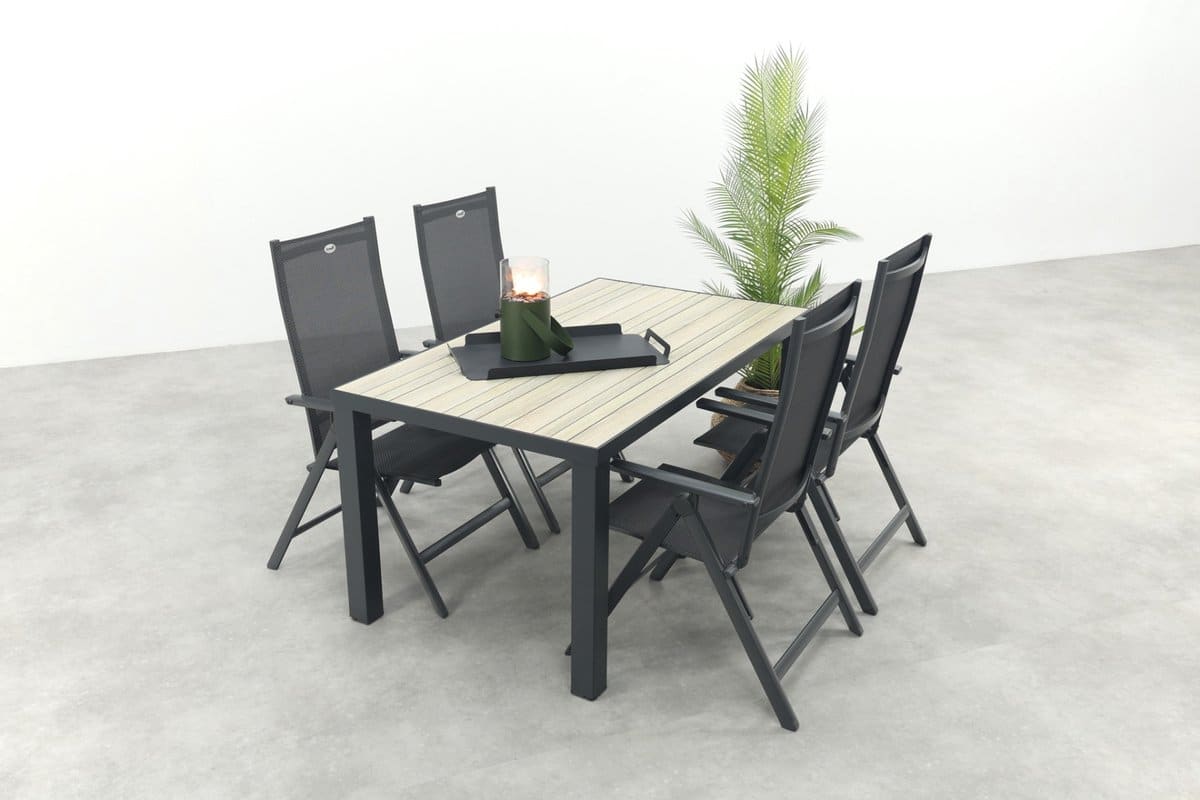 hartman napoli/nola verstelbare tuinset 160×90 cm. antraciet/houtlook