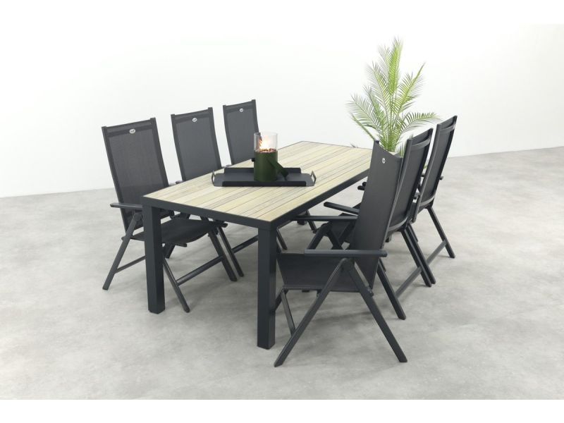 Hartman Napoli/Nola verstelbare tuinset 210x90 cm. - Antraciet/Houtlook