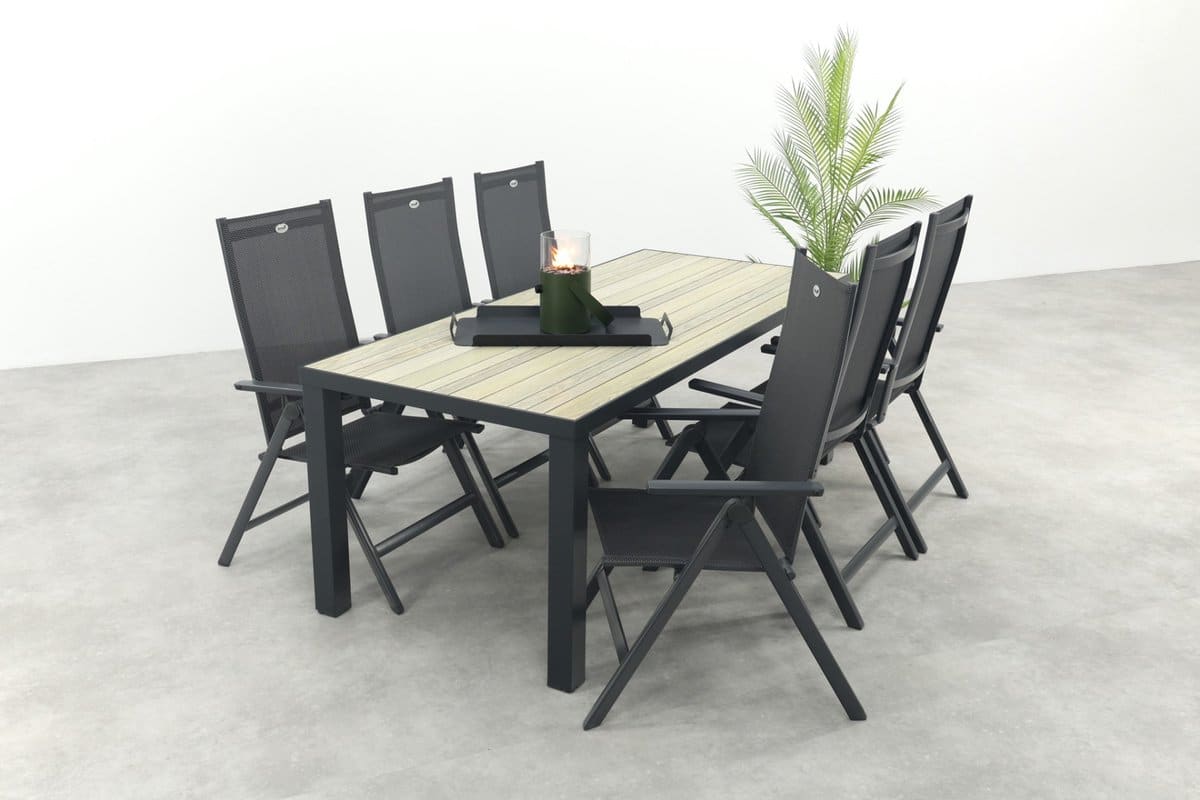 hartman napoli/nola verstelbare tuinset 210×90 cm. antraciet/houtlook