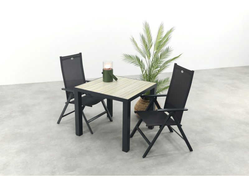 Hartman Napoli/Nola verstelbare tuinset 90x90 cm. - Antraciet/Houtlook