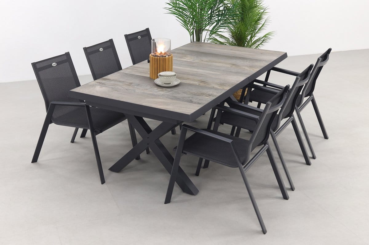 hartman napoli/ottowa 205 265×100 cm. 7 delige stapelbare tuinset