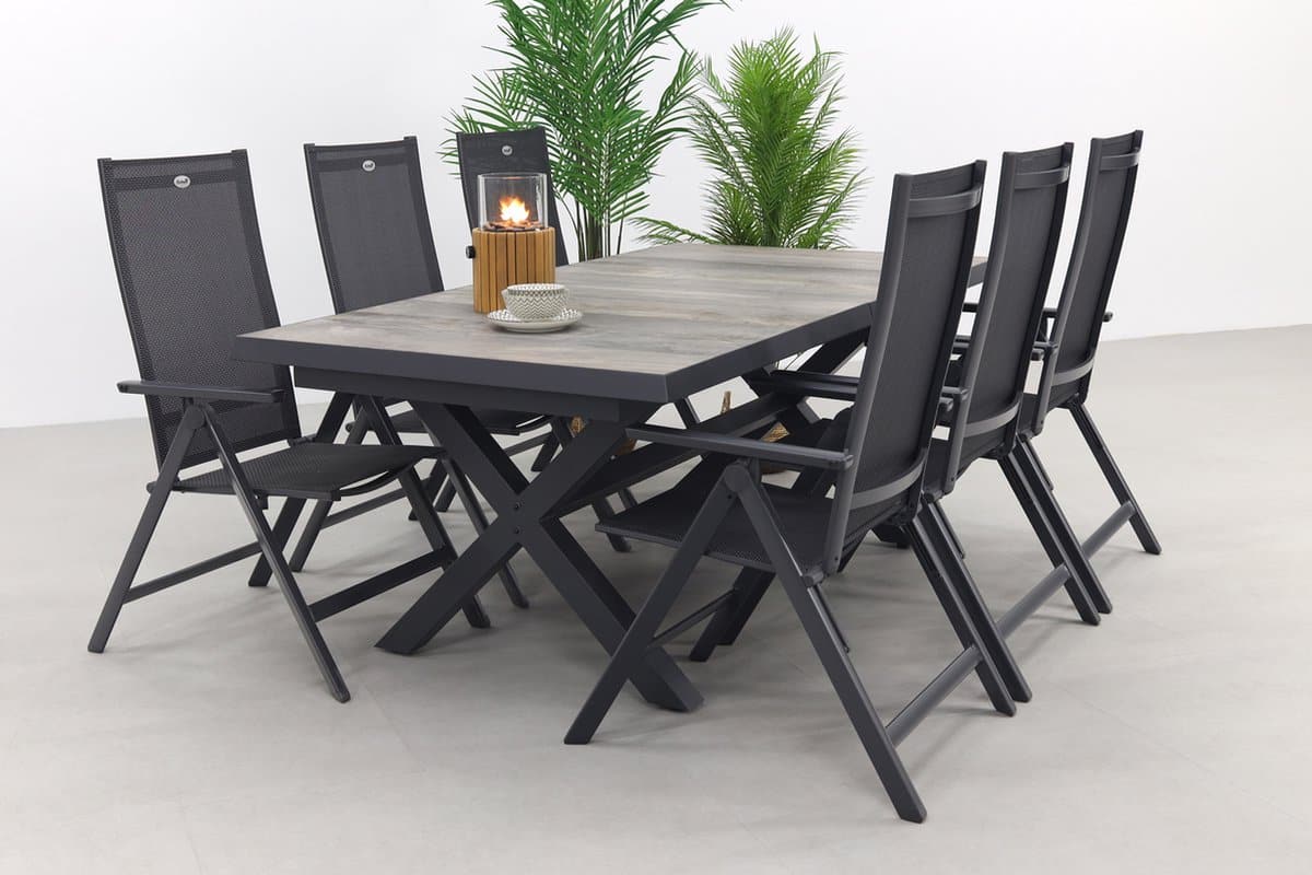hartman napoli/ottowa 205 265×100 cm. 7 delige verstelbare tuinset