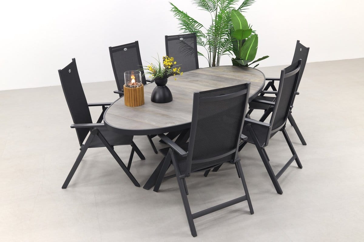 hartman napoli/silva houtlook 240×115 cm. ovale tuinset verstelbaar