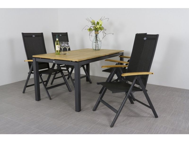 Hartman Napoli/Sonata verstelbare tuinset 160x90 cm. - Aluminium/Teak