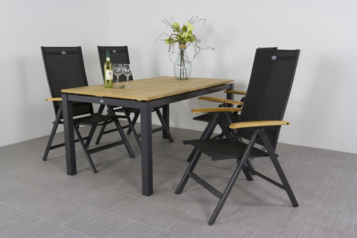 hartman napoli/sonata verstelbare tuinset 160×90 cm. aluminium/teak