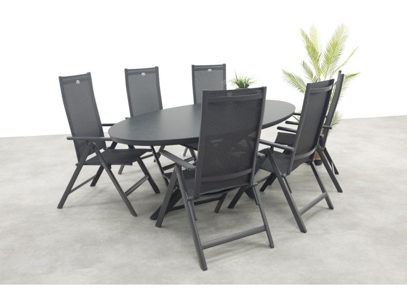 Hartman Napoli/Ventaro verstelbare ovale tuinset 240x115 cm. - Antraciet