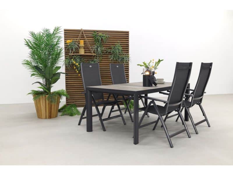 Hartman Roma/Kings 4-persoons verstelbare tuinset 180x100 cm. - Antraciet