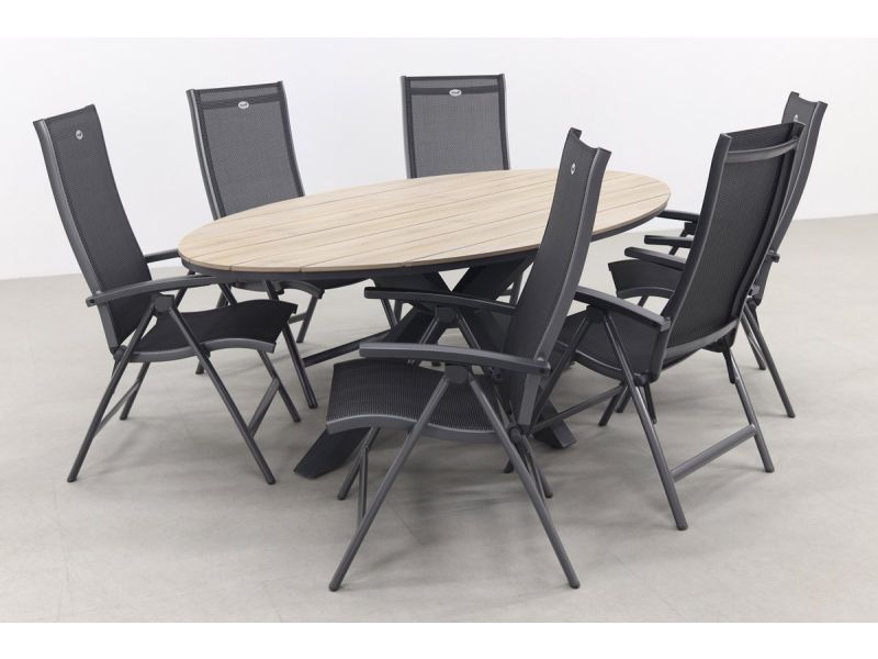 Hartman Salvatore/GI Edison 6-persoons ovale verstelbare tuinset 220x115 cm.