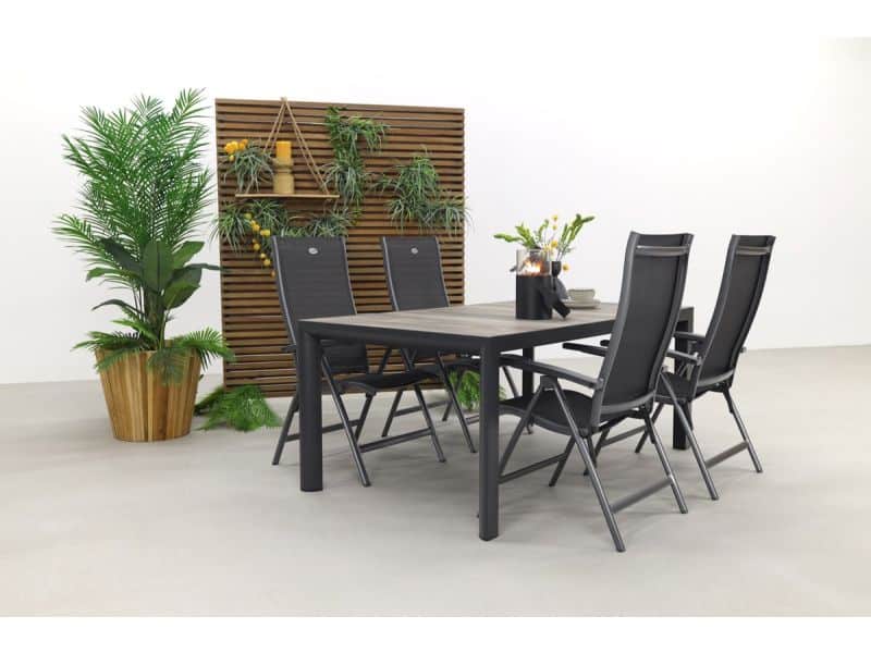 Hartman Salvatore/Kings 4-persoons verstelbare tuinset 180x100 cm. - Antraciet