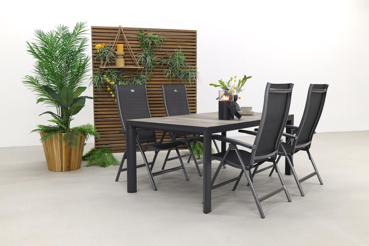 hartman salvatore/kings 4 persoons verstelbare tuinset 180×100 cm. antraciet