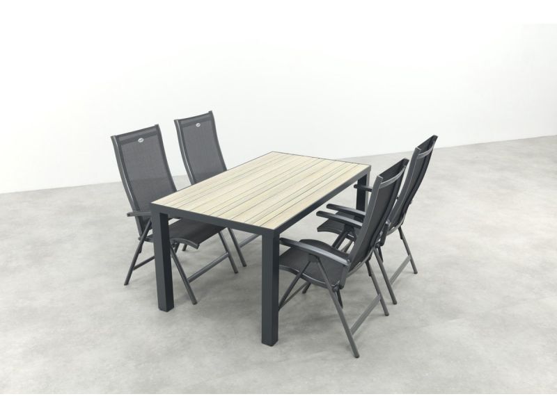 Hartman Salvatore/Nola verstelbare tuinset 160x90 cm. - Antraciet/Houtlook