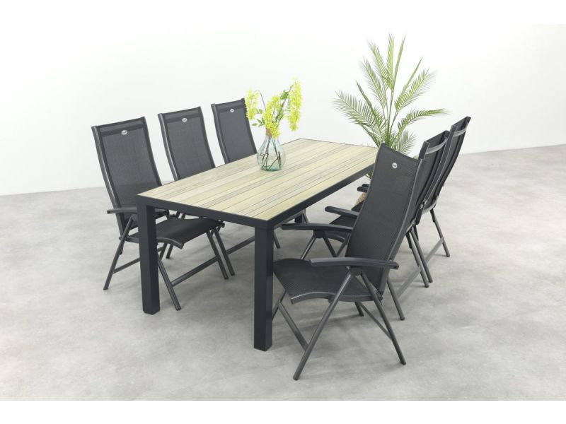 Hartman Salvatore/Nola verstelbare tuinset 210x90 cm. - Antraciet/Houtlook