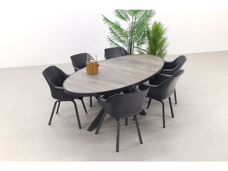 Hartman Sophie Element/Silva houtlook 240x115 cm. ovale tuinset - 7-delig