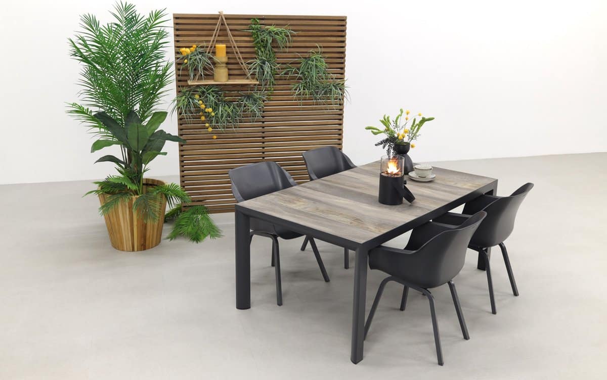 hartman sophie xerix/kings 4 persoons dining tuinset 180×100 cm. antraciet