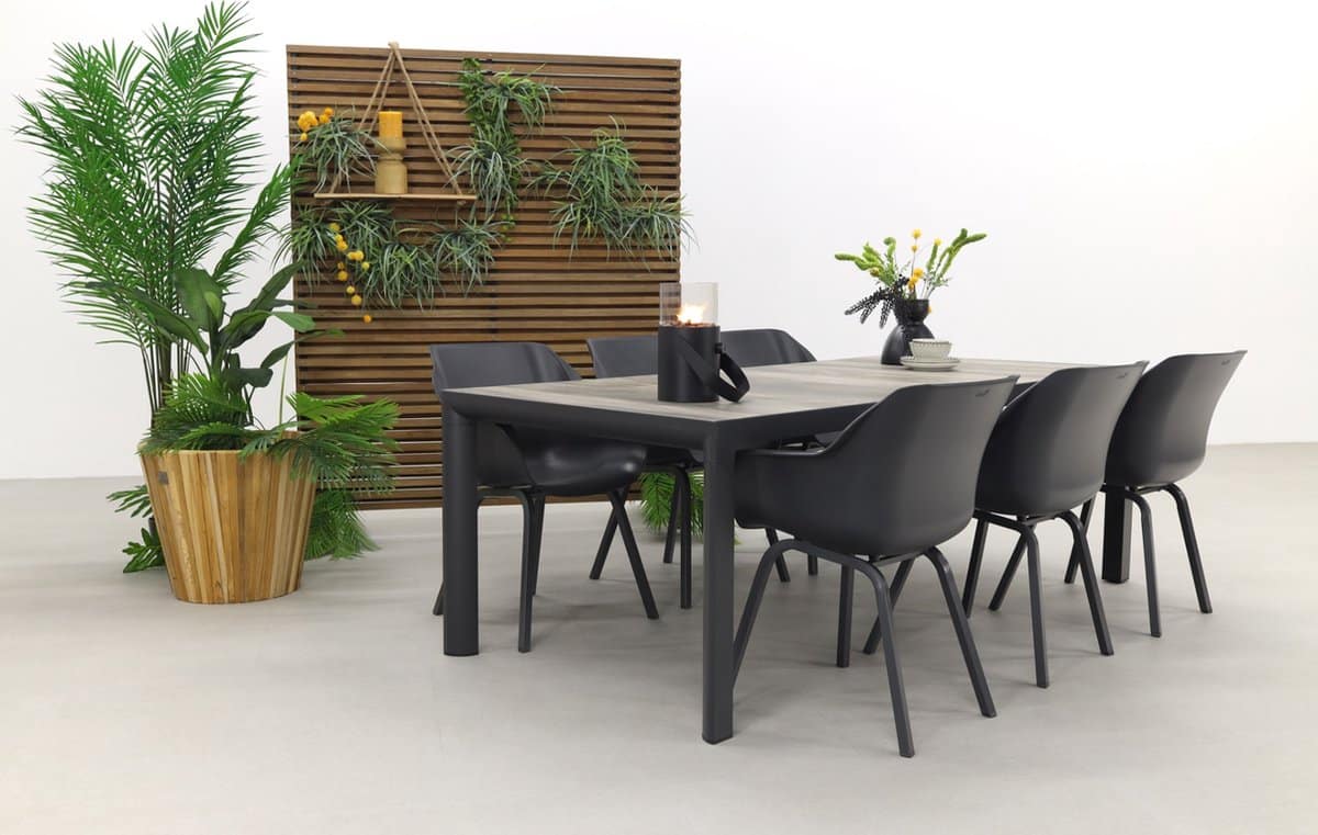 hartman sophie xerix/kings 6 persoons dining tuinset 220×100 cm. antraciet
