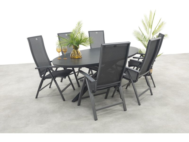 Hartman Valentino/Ventaro verstelbare ovale tuinset 240x115 cm. - Antraciet