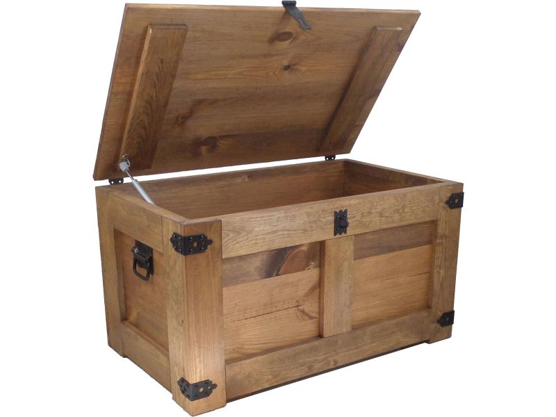 Houten box, schatkist en opbergdoos - 77x49x45 cm, handgemaakt met ecologische houtolie