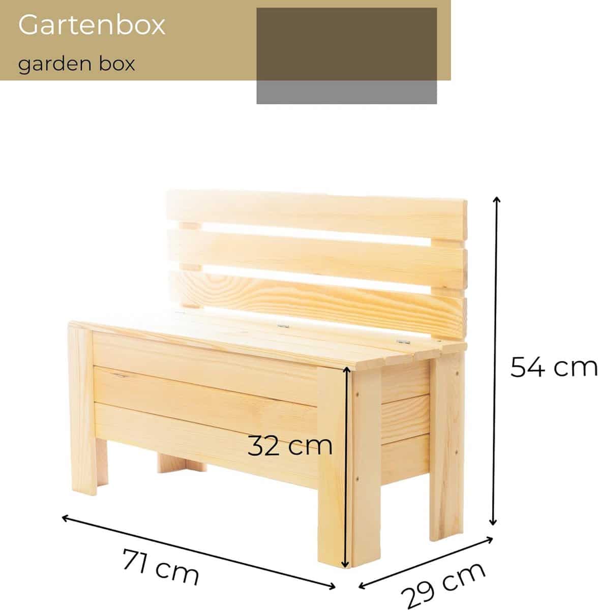houten tuinkist 71x54x29 cm massief grenen opbergbox voor buiten en kussens