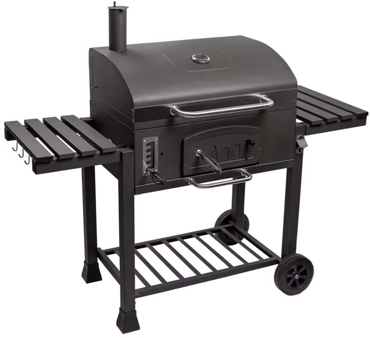 houtskool barbecue met zijkanten bbq op wieltjes