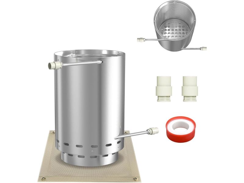 Houtvuur Zwembadverwarming voor Whirlpool, Stalen Vuurton met 14m Verwarmingsspiraal, Ø32/38mm Aansluitingen, Geperforeerd Ventilatieroosterdesign & Asbak, Verwarming voor Zwembaden/Tuindouche/Zwembad, NAIZY