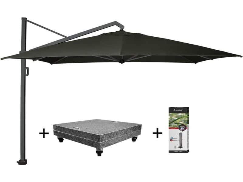 Icon premium zweefparasol 350x350 cm faded black met 150 KG