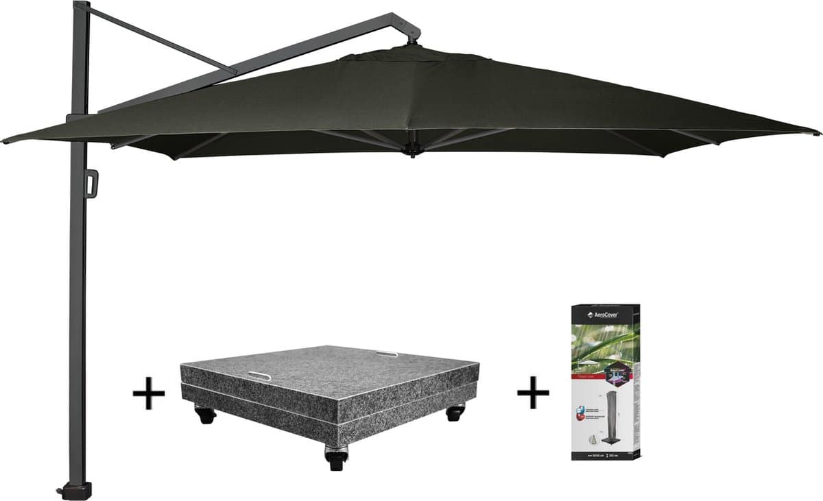 icon premium zweefparasol 350×350 cm faded black met 150 kg