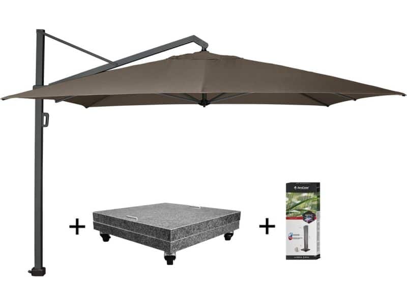 Icon premium zweefparasol 400x300 cm havanna met 150 KG voet