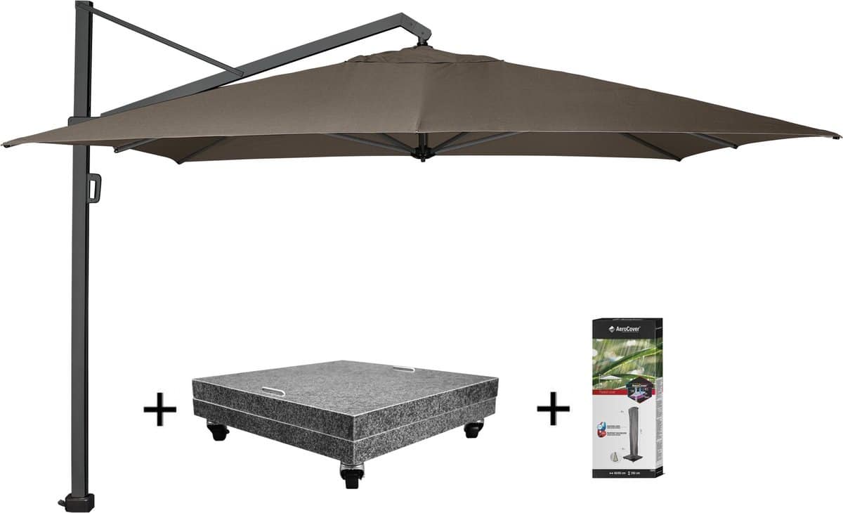 icon premium zweefparasol 400×300 cm havanna met 150 kg voet