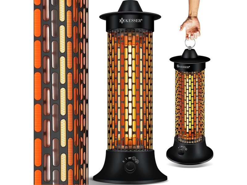 Infrarood Staande Heater met 1200W, Stil en 360° Optionele Warmte voor Binnen/Buiten