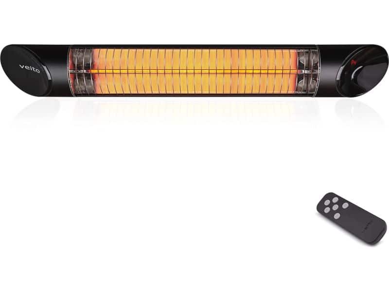 Infrarood Warmtestraler 2500W met Afstandsbediening | Terrasstraler met 4 Warmtestanden | IP55 Waterdicht | Voor Binnen en Buiten