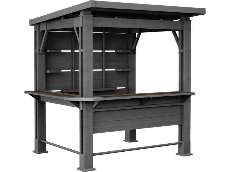 Keter Bar Gazebo - Buitenbar met overkapping - 200x230x238cm - Antraciet/Walnut