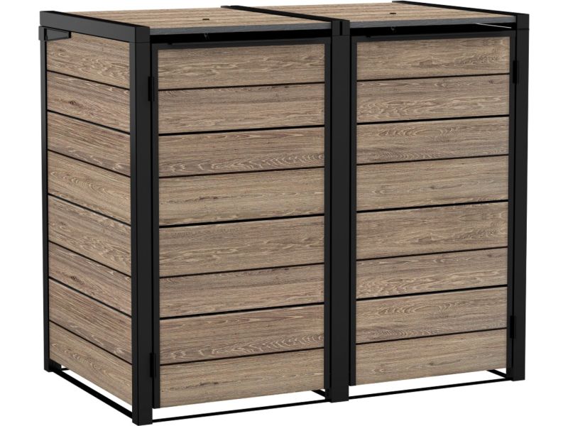 Keter Hide Away Containerberging - 2x 240L - Ashwood