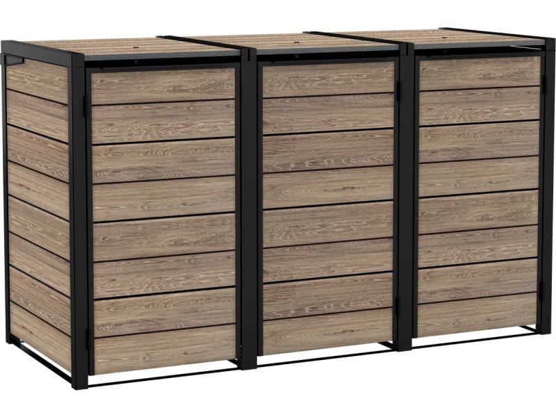 Keter Hide Away Containerberging - 3x 240L - Ashwood