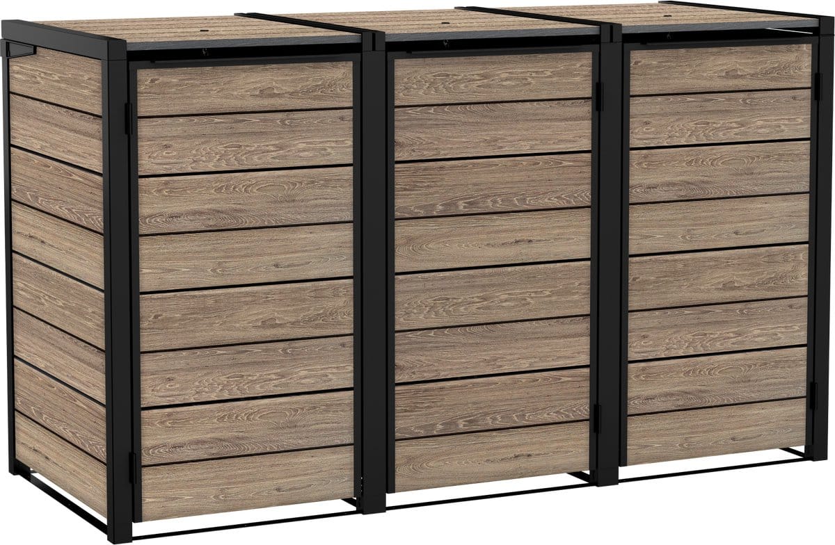 keter hide away containerberging 3x 240l ashwood