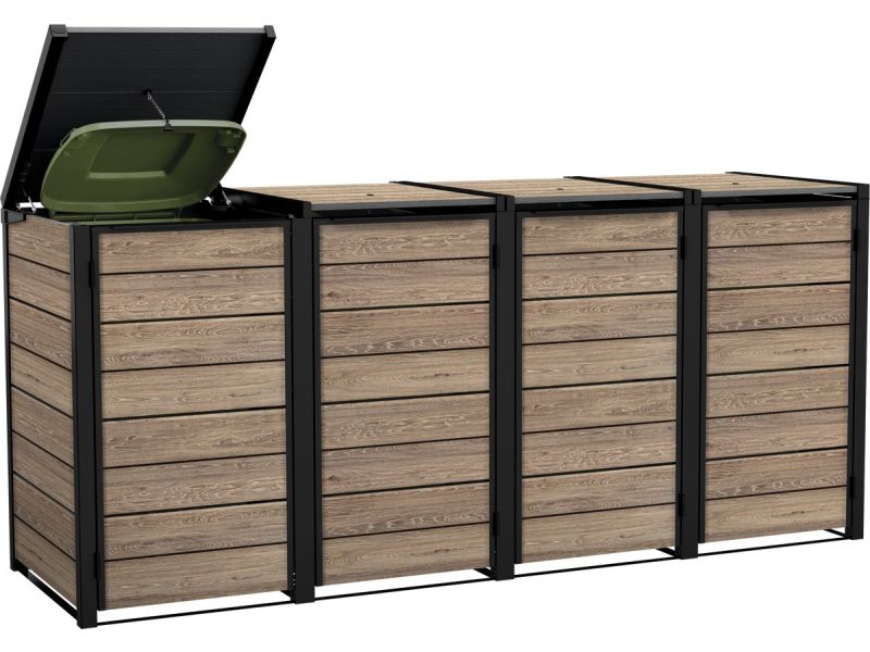 Keter Hide Away Containerberging - 4x 240L - Ashwood