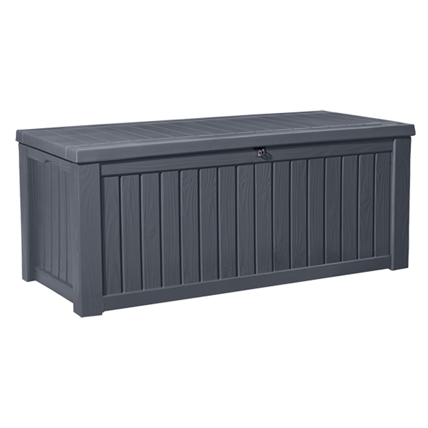 keter kussenbox rockwood houtlook grijs 570l 155×72,4×64,4cm
