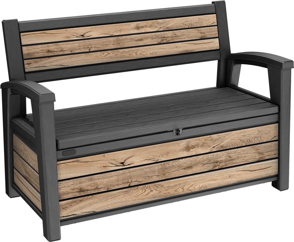 keter signature opbergbank 132,7 x 63,5 x 89,5 cm antraciet/pine