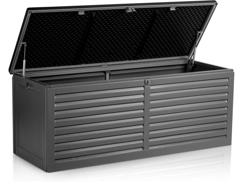 Kussenbox - opbergbox tuin - 143x57x53,5 cm - 390 liter - zwart