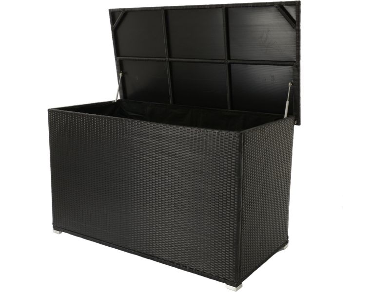 Kussenbox XL 850 L Zwart met aluminium frame en binnen zak waterdicht.