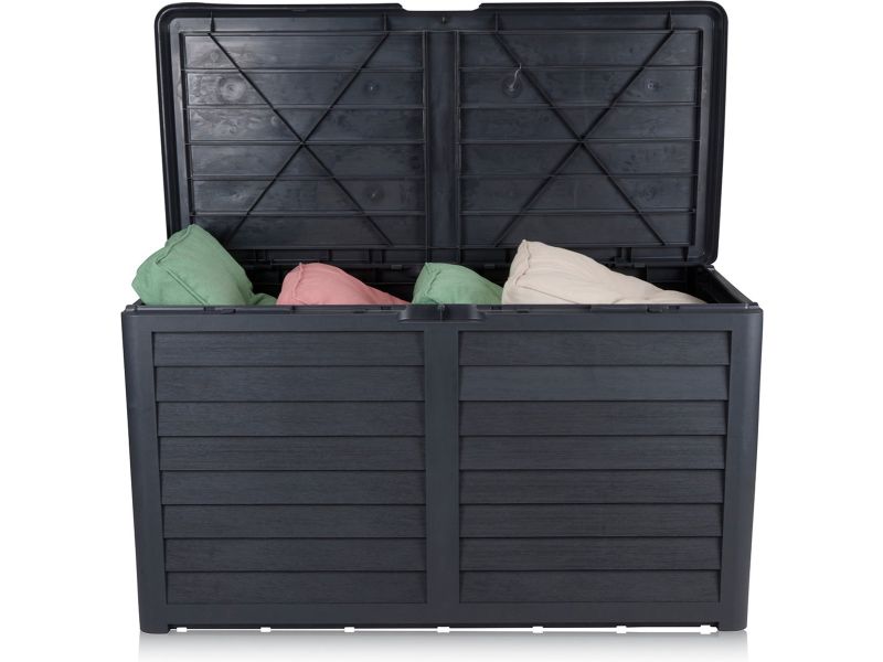 Lifetime Garden Tuinkussenbox 420L - Opbergbox met Deksel 117,3 x 65,3 x 54,8 cm - Tuinbox met Slotoptie - Gebruik in Tuin en Garage - Kussenbox voor Buiten - Zwart