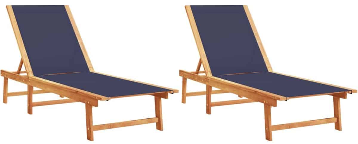 Ligbedden 2 st | Loungebed | Ligstoel massief acaciahout en