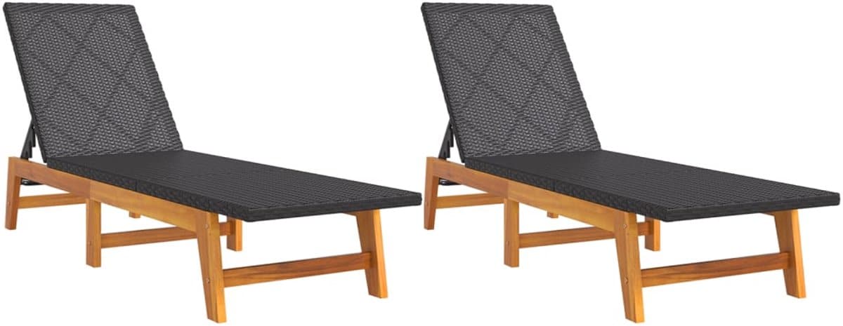 Ligbedden 2 st | Loungebed | Ligstoel poly rattan en