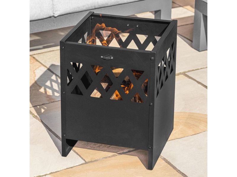 Luxe 16" Vierkante Vuurplaats voor Tuin - Duurzaam Staal met Hittebestendige Vuurpoker